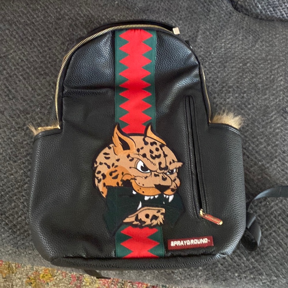 Sprayground LEOPARD FUR MONEY backpack. Like new.